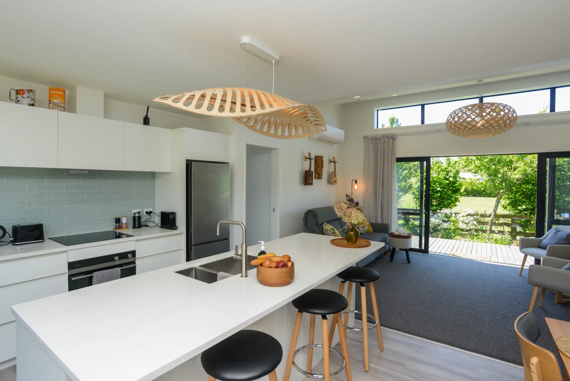 the homestay with flower garden in foreground